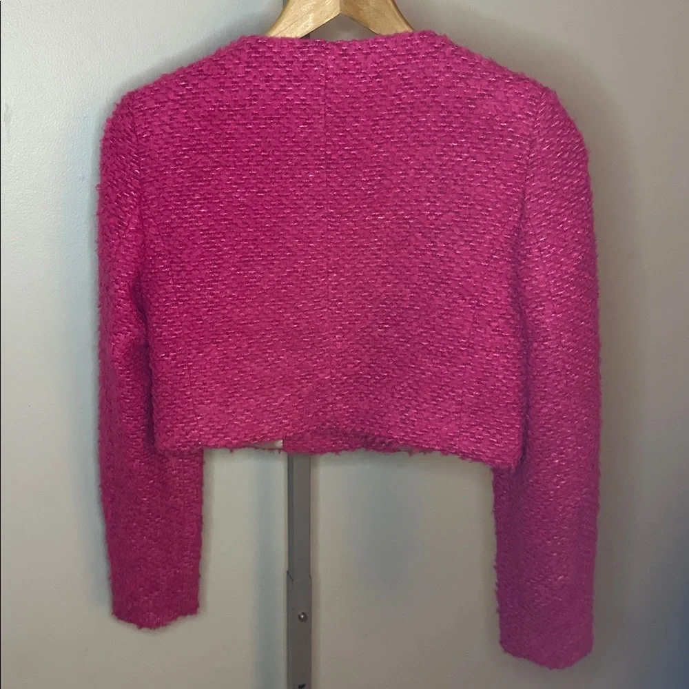 Mango Pink Tweed Jacket with Jewel Buttons, Size XS - Picture 8 of 13